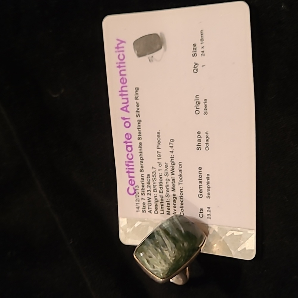 QVC jewelry.  Size 7 ring.  Seraphinite Sterling Silver